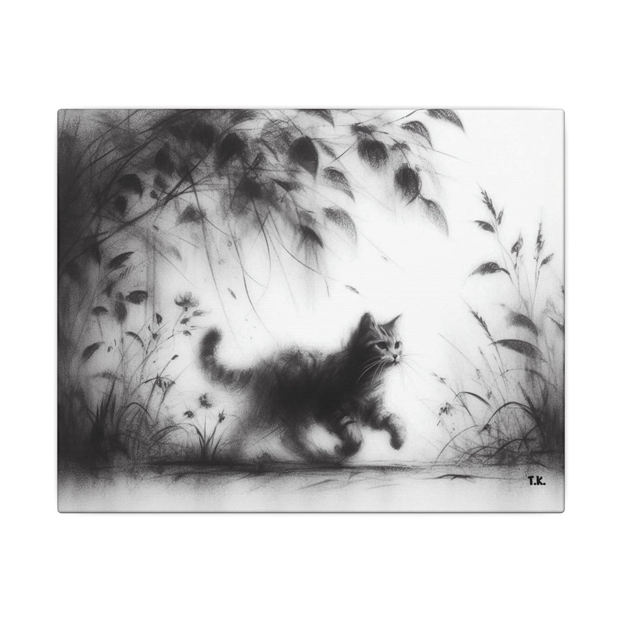 Canvas Wrap - Charcoal Garden Cat #5 - Unframed