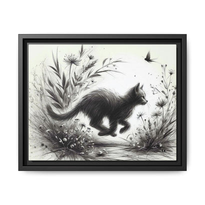 Gallery Canvas Wraps - Charcoal Garden Cat #3 - Framed