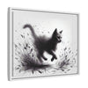 Gallery Canvas Wraps - Charcoal Garden Cat #1 - Framed