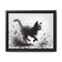 Gallery Canvas Wraps - Charcoal Garden Cat #1 - Framed