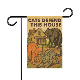 Cats Defend this House - Garden Flag