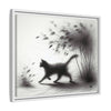 Gallery Canvas Wraps - Charcoal Garden Cat #2 - Framed