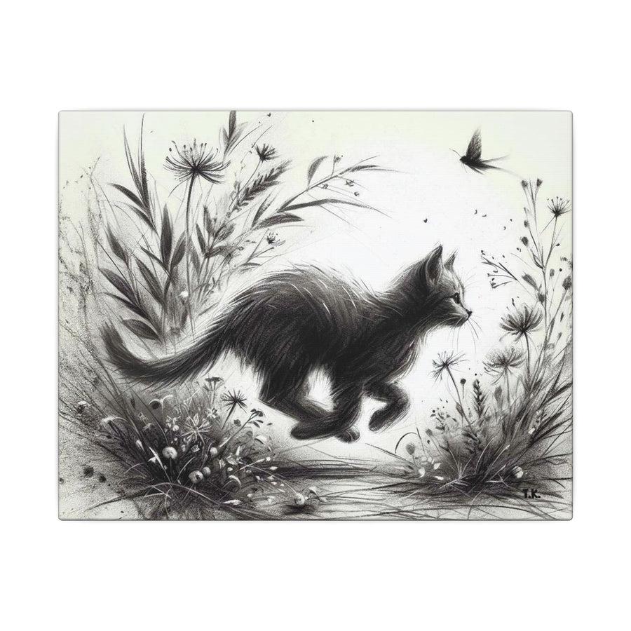 Canvas Wrap - Charcoal Garden Cat #3 - Unframed