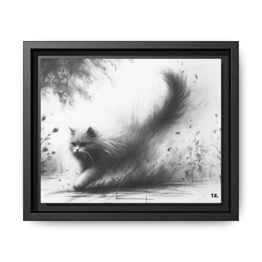 Gallery Canvas Wraps - Charcoal Garden Cat #4 - Framed