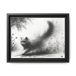 Gallery Canvas Wraps - Charcoal Garden Cat #4 - Framed