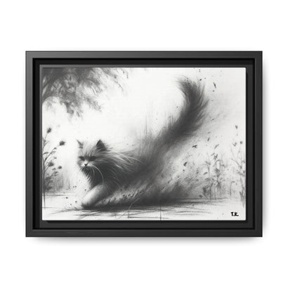 Gallery Canvas Wraps - Charcoal Garden Cat #4 - Framed