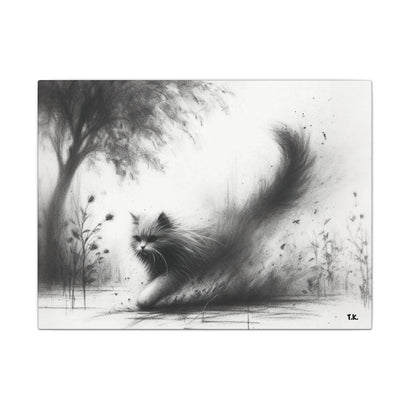 Canvas Wrap - Charcoal Garden Cat #4 - Unframed