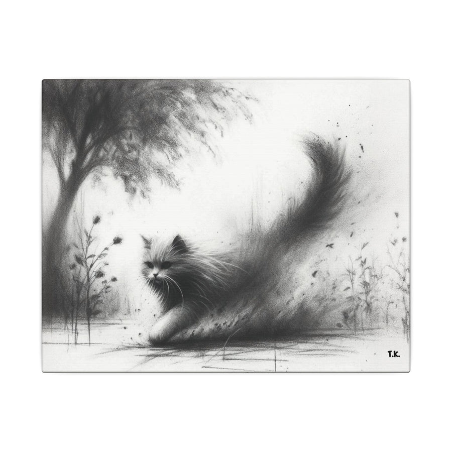 Canvas Wrap - Charcoal Garden Cat #4 - Unframed