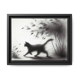 Gallery Canvas Wraps - Charcoal Garden Cat #2 - Framed