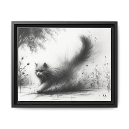 Gallery Canvas Wraps - Charcoal Garden Cat #4 - Framed