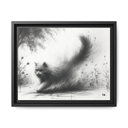 Gallery Canvas Wraps - Charcoal Garden Cat #4 - Framed