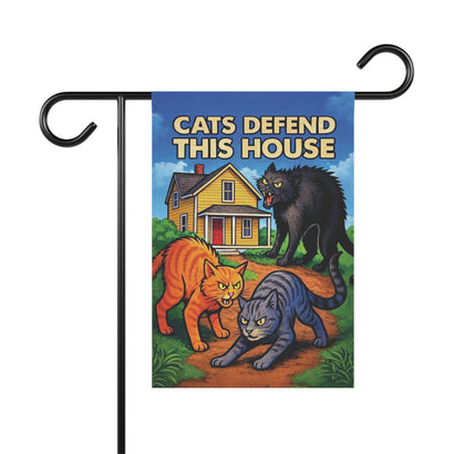Cats Defend this House - Garden Flag