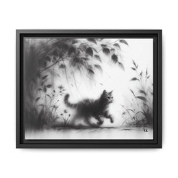 Gallery Canvas Wraps - Charcoal Garden Cat #5 - Framed