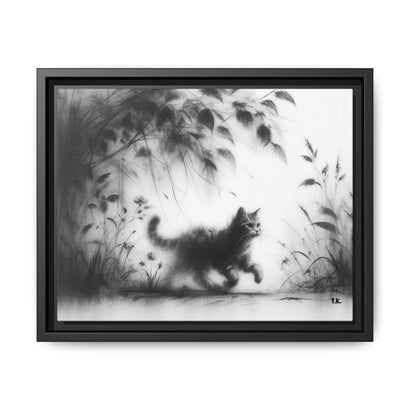 Gallery Canvas Wraps - Charcoal Garden Cat #5 - Framed