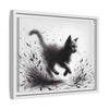 Gallery Canvas Wraps - Charcoal Garden Cat #1 - Framed