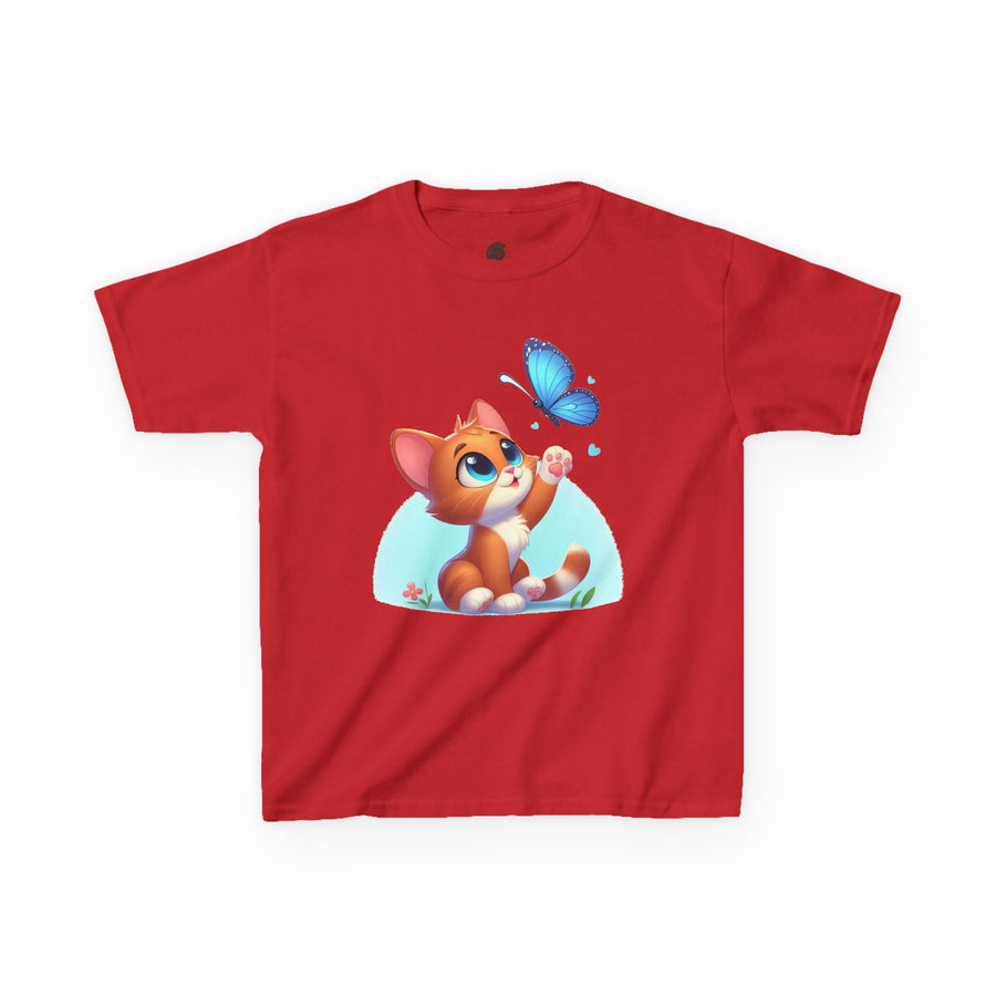 Cute Cat and Butterfly - Youth T-Shirt