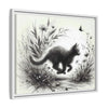 Gallery Canvas Wraps - Charcoal Garden Cat #3 - Framed