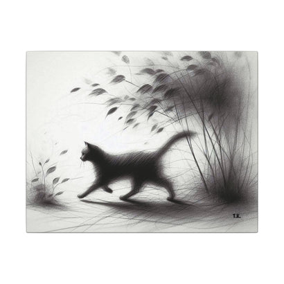 Canvas Wrap - Charcoal Garden Cat #2 - Unframed