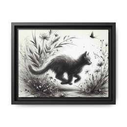 Gallery Canvas Wraps - Charcoal Garden Cat #3 - Framed