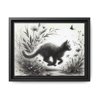 Gallery Canvas Wraps - Charcoal Garden Cat #3 - Framed
