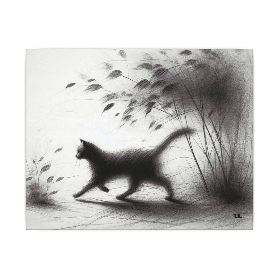 Canvas Wrap - Charcoal Garden Cat #2 - Unframed