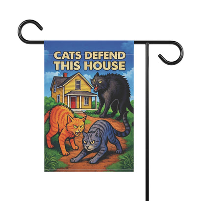 Cats Defend this House - Garden Flag