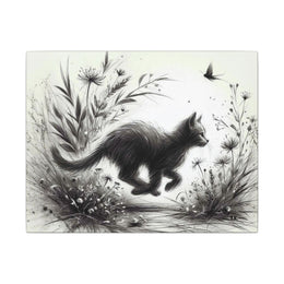 Canvas Wrap - Charcoal Garden Cat #3 - Unframed
