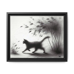 Gallery Canvas Wraps - Charcoal Garden Cat #2 - Framed