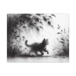 Canvas Wrap - Charcoal Garden Cat #5 - Unframed