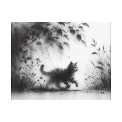 Canvas Wrap - Charcoal Garden Cat #5 - Unframed
