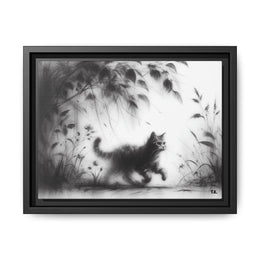 Gallery Canvas Wraps - Charcoal Garden Cat #5 - Framed