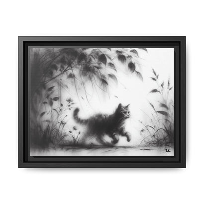 Gallery Canvas Wraps - Charcoal Garden Cat #5 - Framed