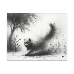 Canvas Wrap - Charcoal Garden Cat #4 - Unframed