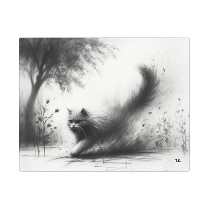 Canvas Wrap - Charcoal Garden Cat #4 - Unframed