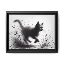 Gallery Canvas Wraps - Charcoal Garden Cat #1 - Framed