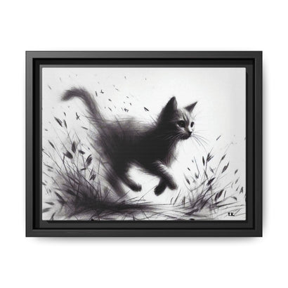 Gallery Canvas Wraps - Charcoal Garden Cat #1 - Framed